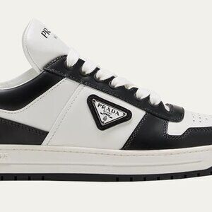 Prada Bicolor Leather Low-Top Court Sneakers (Downtown)